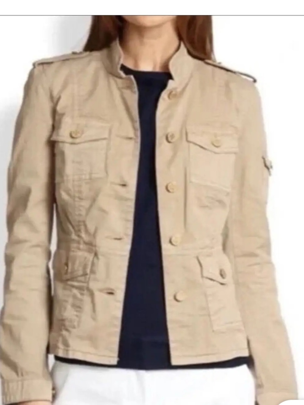 Tory Burch Beige Utility Military Jacket